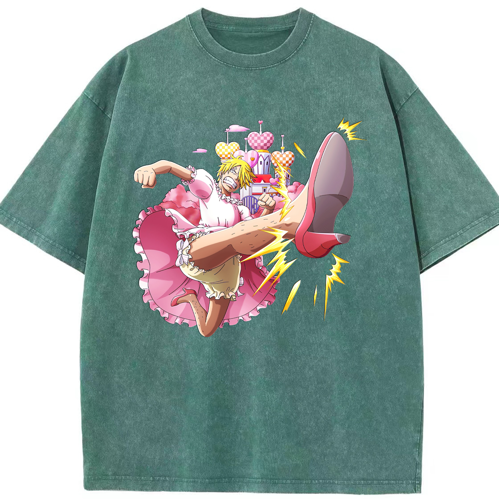 （画像用） ワンピース サンジ ONE PIECE Sanji 綿100% ヴィンテージ風 半袖Tシャツ（フロントプリント）
